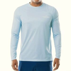 Fish n Vibe Men's Blue Long Sleeve Sun Protection Performance Fishing Tee